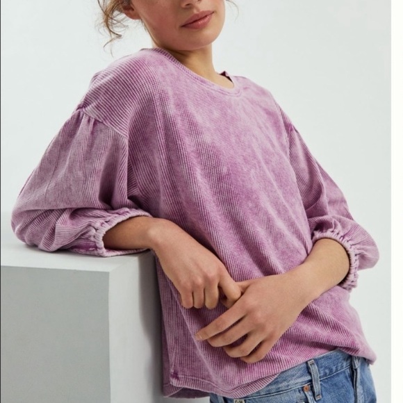Pilcro by Anthropologie Mauve Waffle Knit Top | Size Small | Made in India - Picture 3 of 8